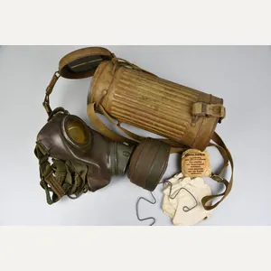 M31 Wehrmacht mask with canister in olive brown/tan camouflage named