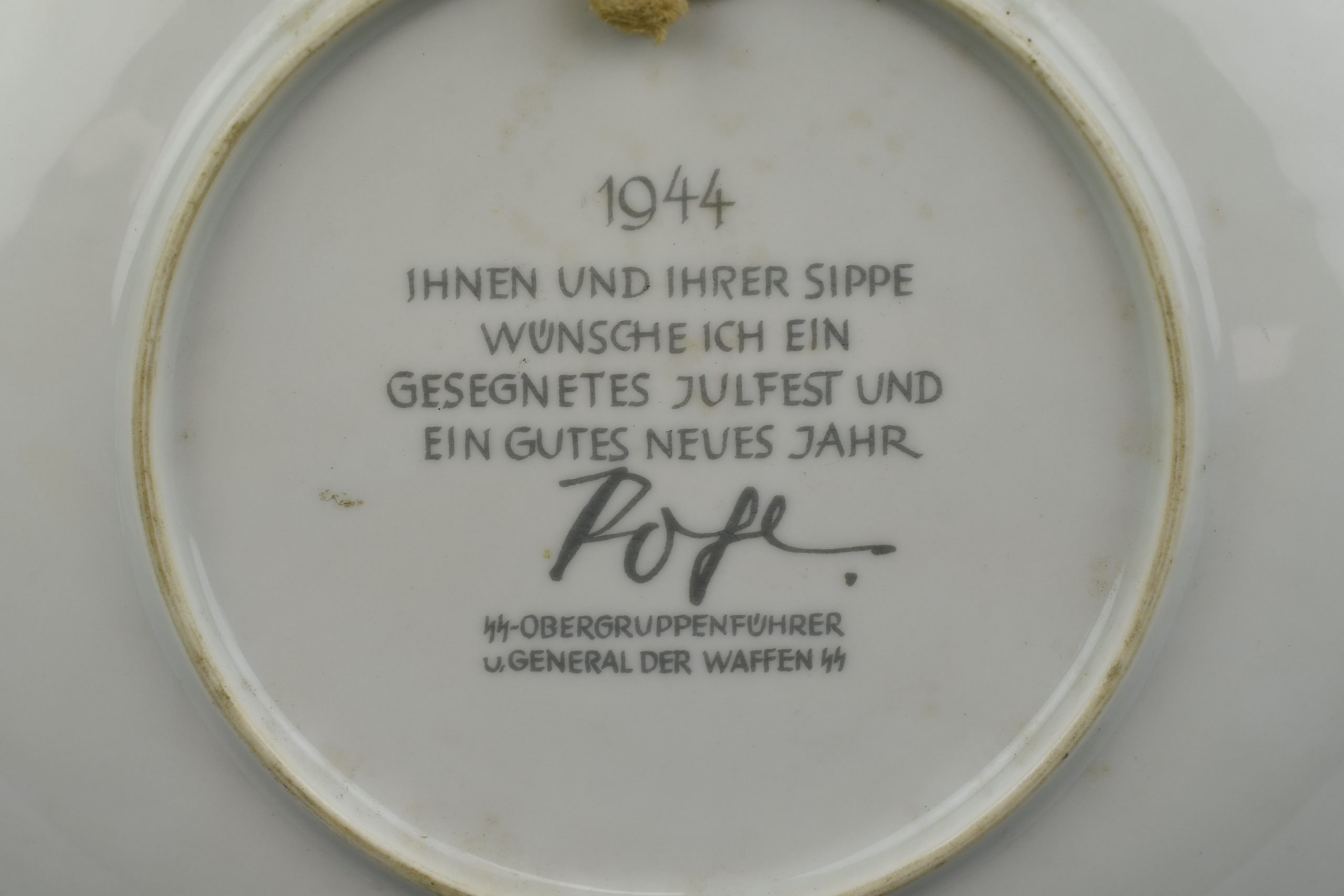 Third Reich Julfest 1944 Presentation Plate – SS-Obergruppenführer Oswald Pohl — image 3