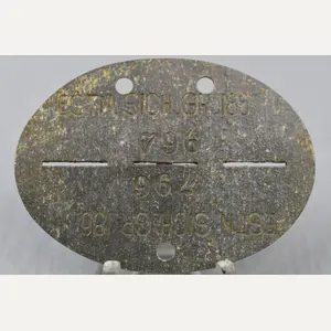 Estonian volunteer dog tag 'Erkennungsmarke' 'Estn. Sich. Gr. 186