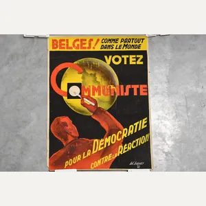 Large Belgian Political Poster 'Votez Communiste' – Artist Bill Bouquet …