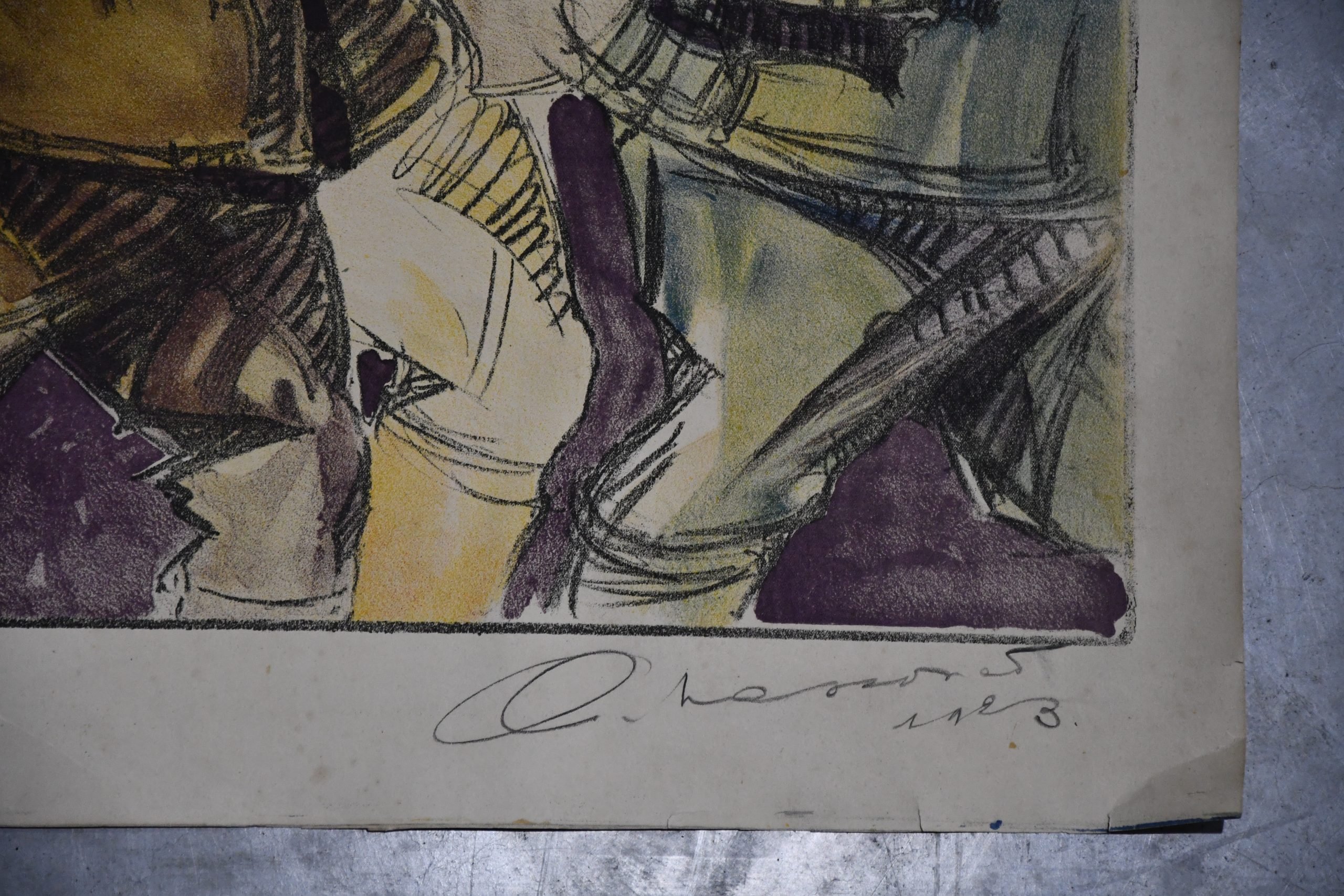 Large Original WWI Allied Soldiers Charcoal Drawing – Signed – 125 × 85 — image 2