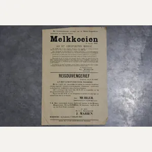 Original WWI German Occupation Poster 'Melkkoeien / Reisduivengerief' – Moerbeke …