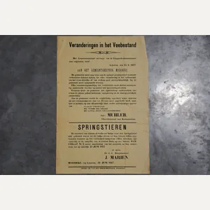 Original WWI Belgian Occupation Poster 'Veranderingen in het Veebestand / …