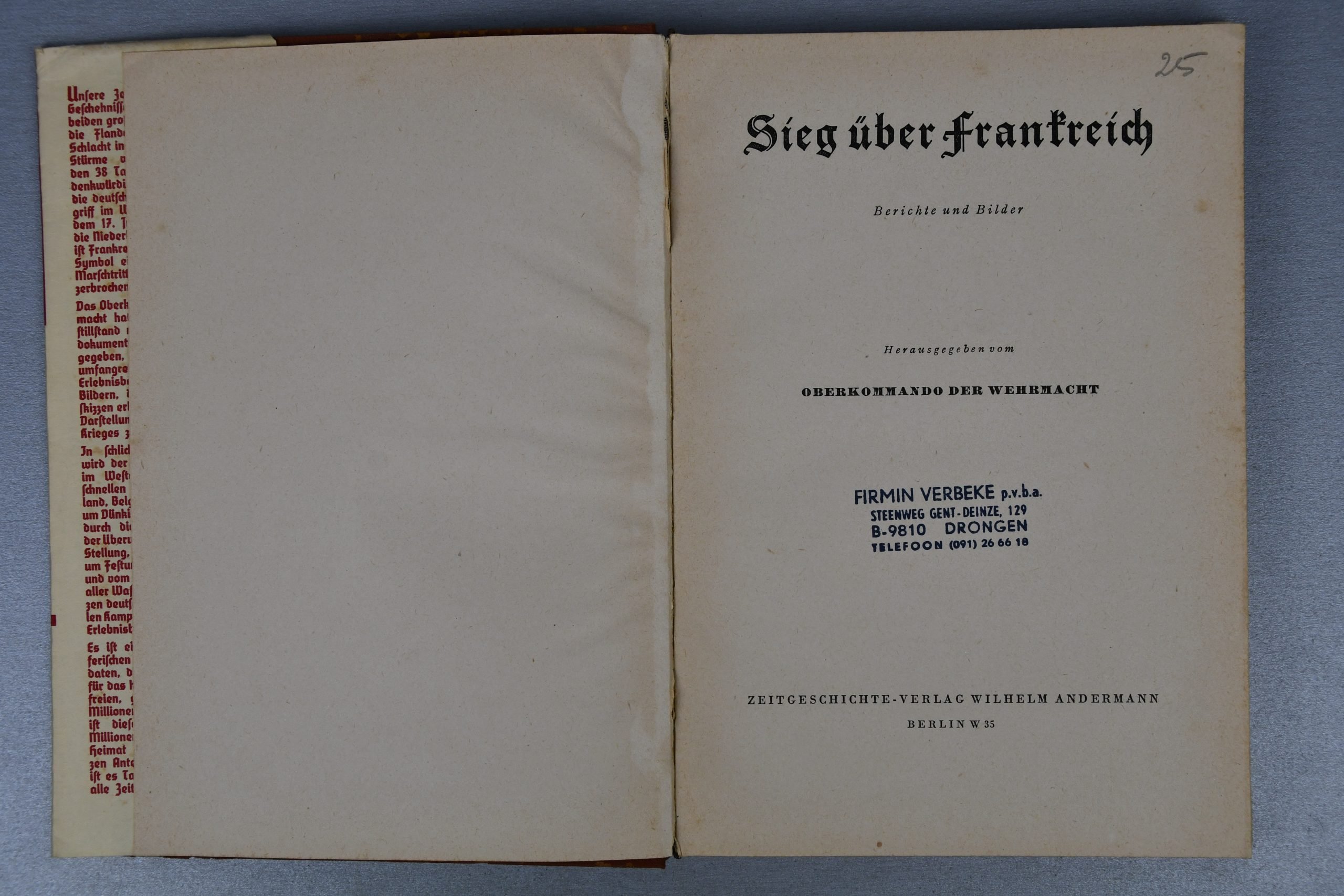 Hardcover book Sieg über Frankreich – Berichte und Bilder by the Oberkommando der Wehrmacht. — image 3
