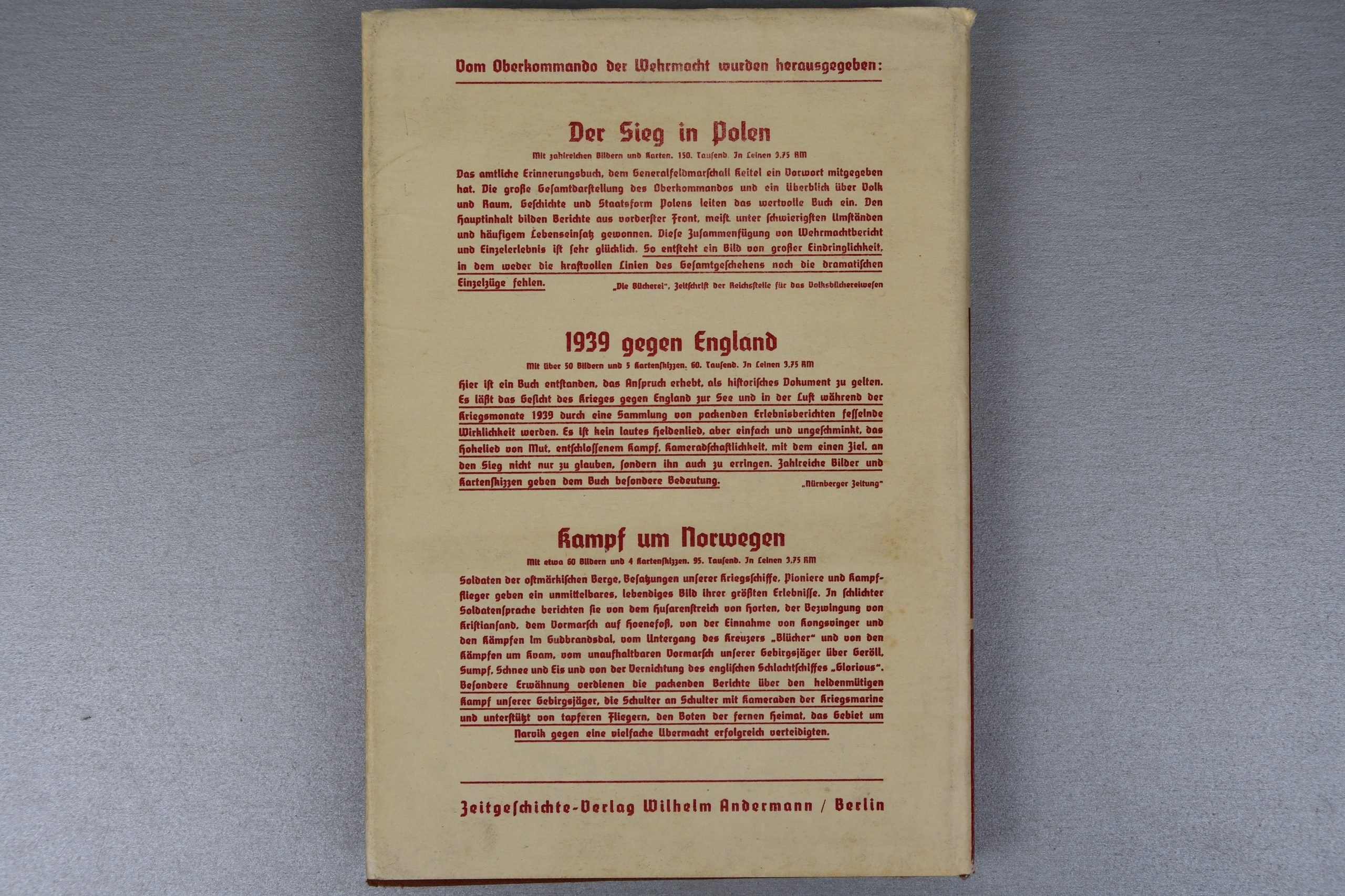 Hardcover book Sieg über Frankreich – Berichte und Bilder by the Oberkommando der Wehrmacht. — image 9