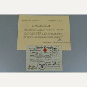 WW2 army (Heer) Medical Officer 'Sanitäter' ID & Certificate Oberarzt …