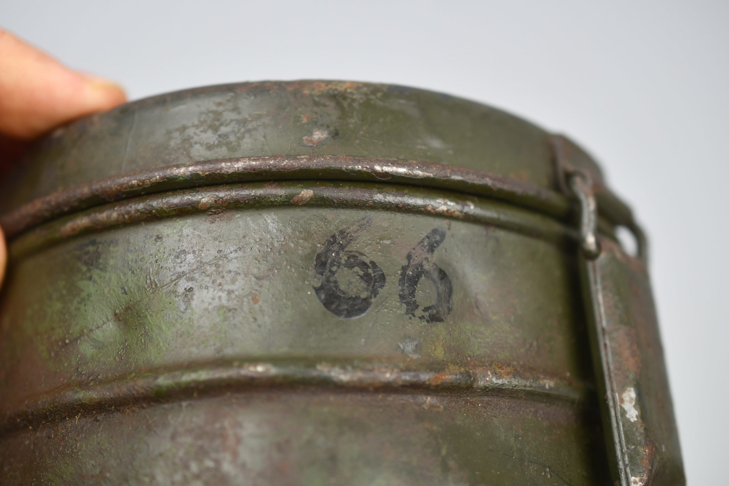 M31 Luftwaffe gas mask with two tone camouflage canister unit marked Flak-Abteilung 441 'Caen' Normandy 1944′ — image 12