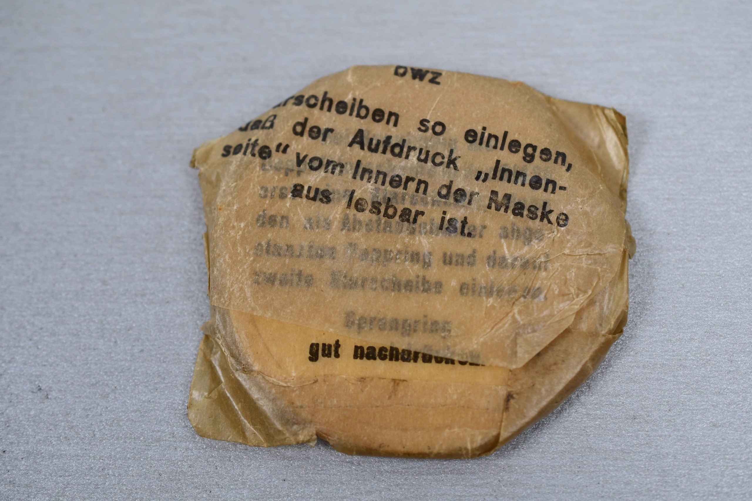 M31 Luftwaffe gas mask with two tone camouflage canister unit marked Flak-Abteilung 441 'Caen' Normandy 1944′ — image 15