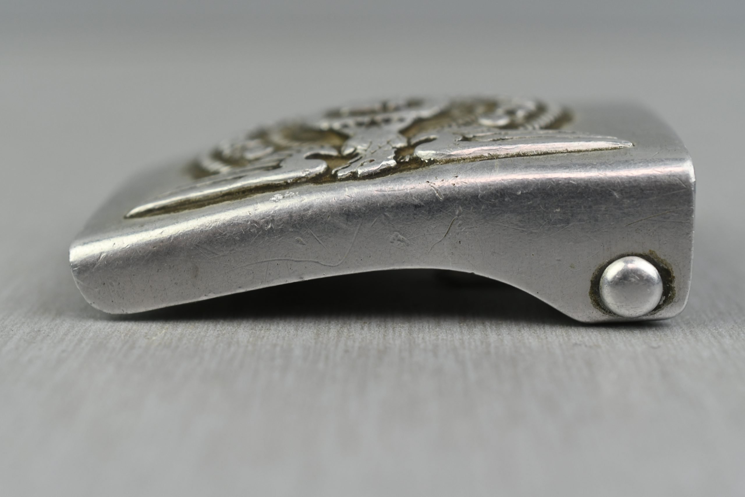 Waffen-SS aluminum belt buckle by SS 36/40 RZM 'Overhoff & Cie'with SS marked belt — image 13