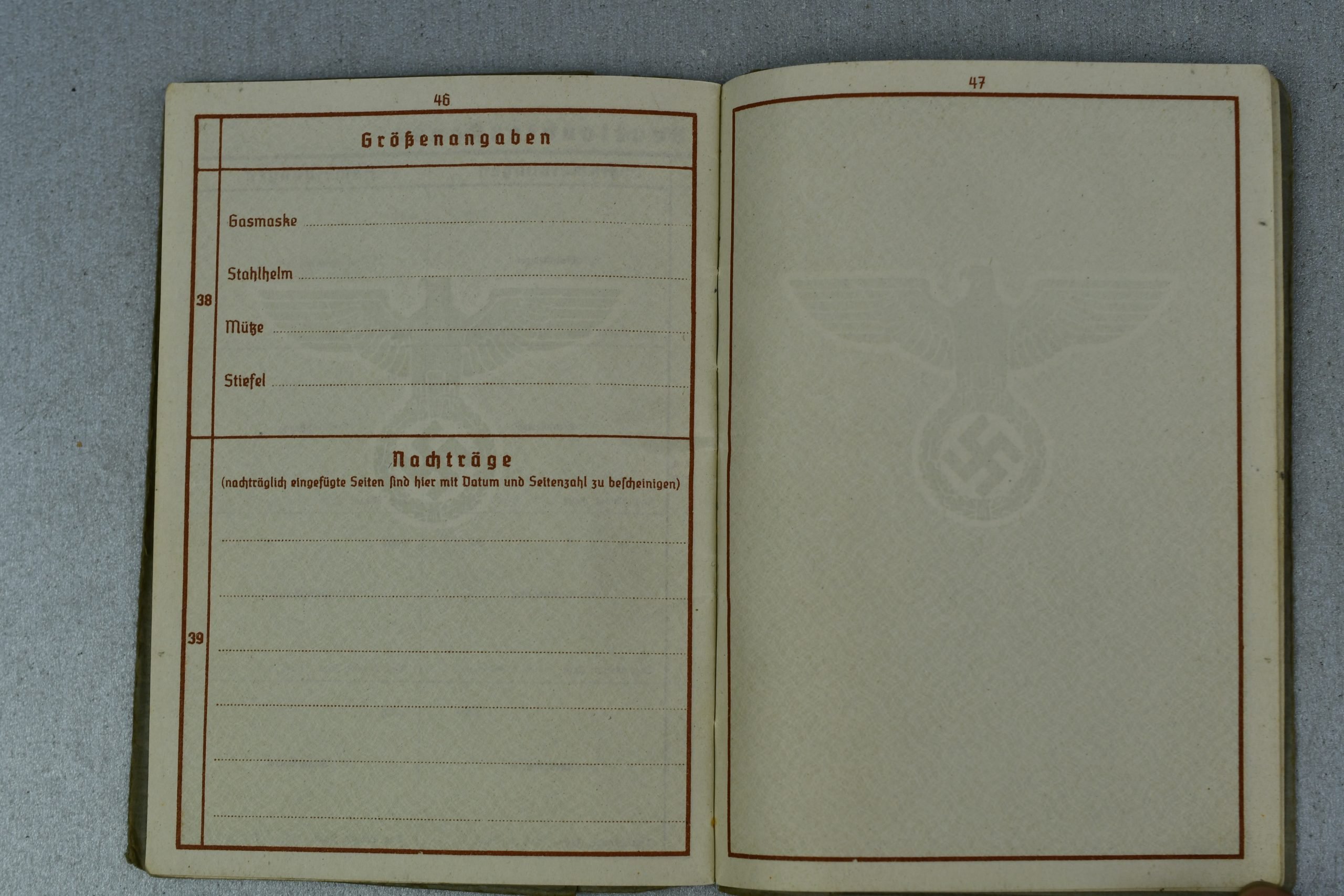 Army (Heer) Wehrpass Wilhelm Schröers – Frankfurt am Main – Issued 1939 — image 5