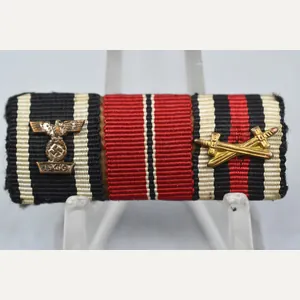 German three piece medal ribbon bar with Iron Cross clasp
