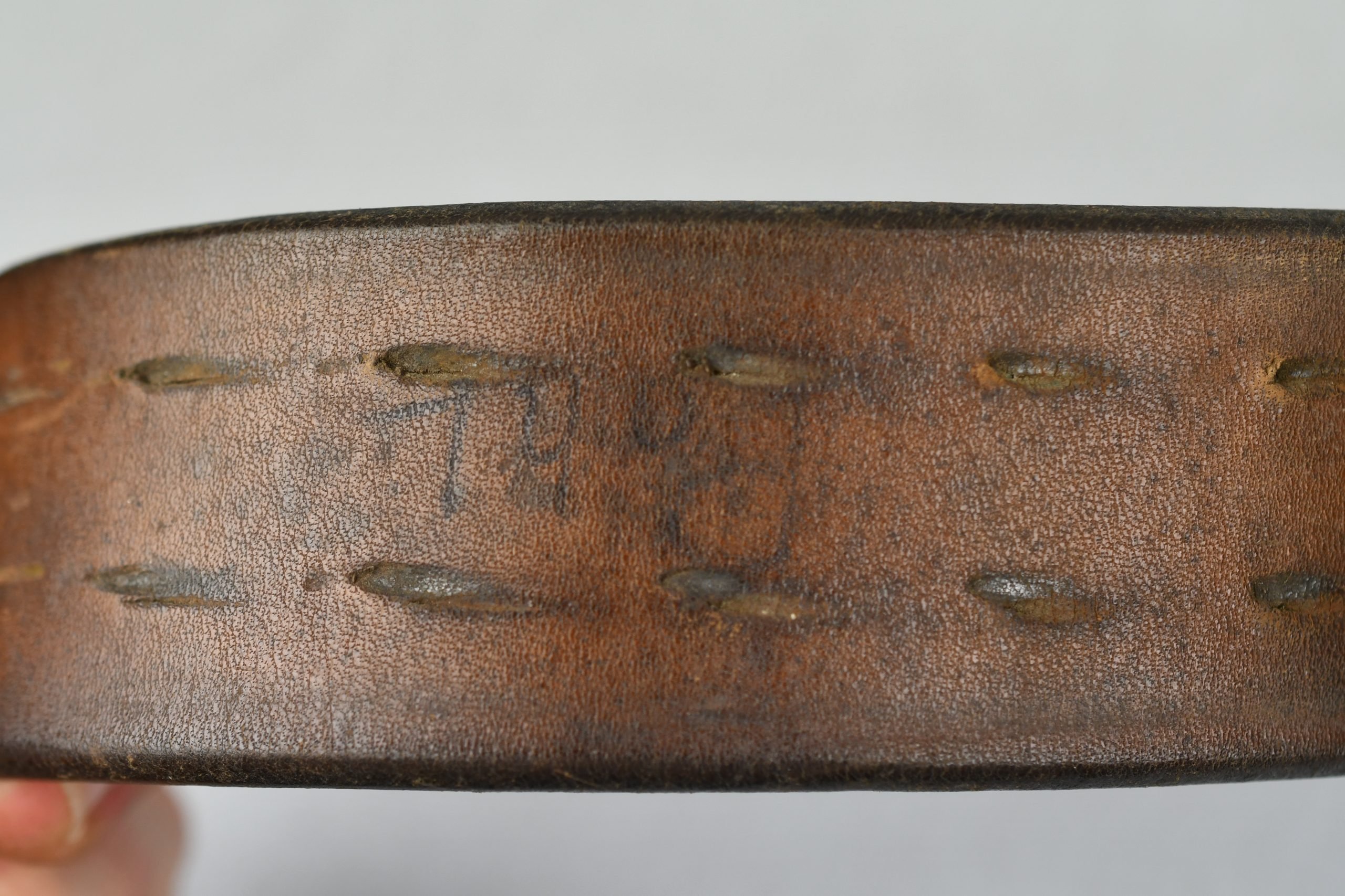 Early Wehrmacht leather equipment belt with aluminum hook 1938 — image 10