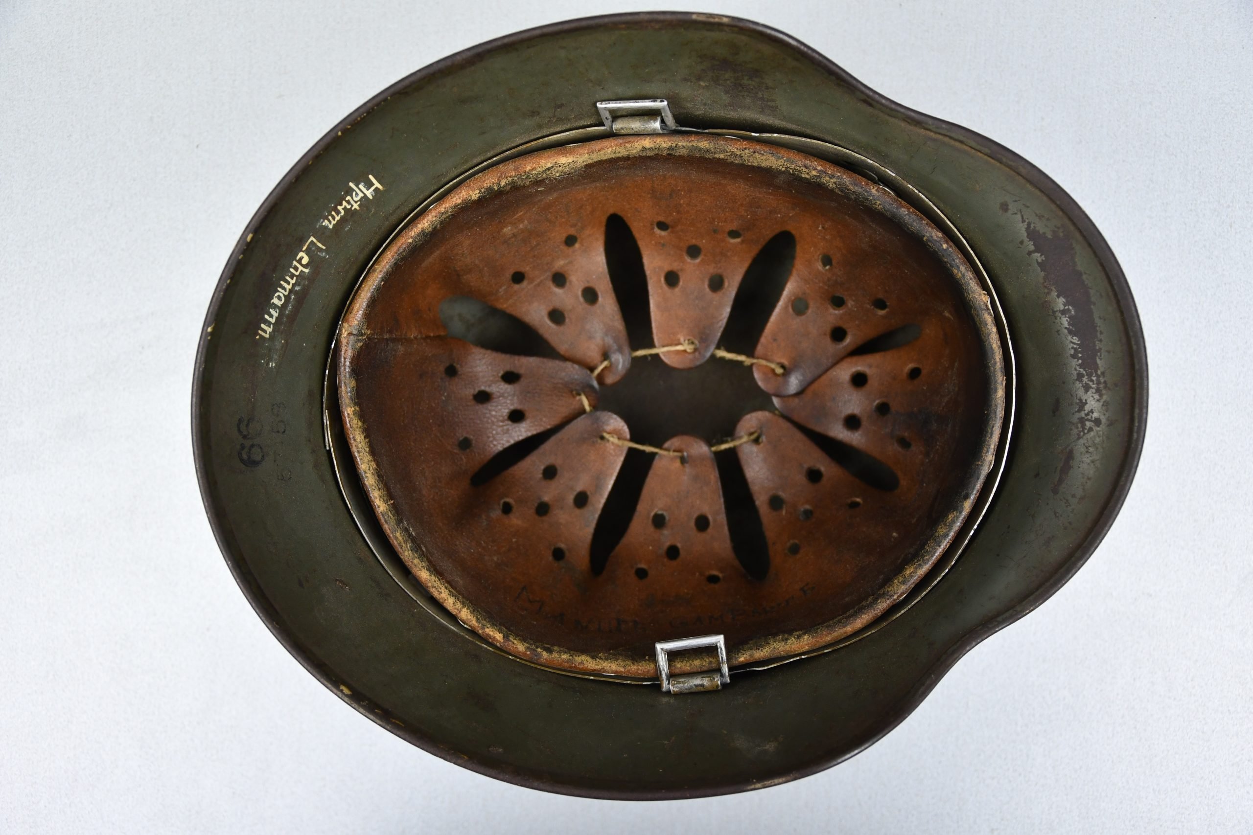 M35 army (Heer) double decal three tone 'Normandy' ex-chicken wire camouflage helmet Q66 — image 17