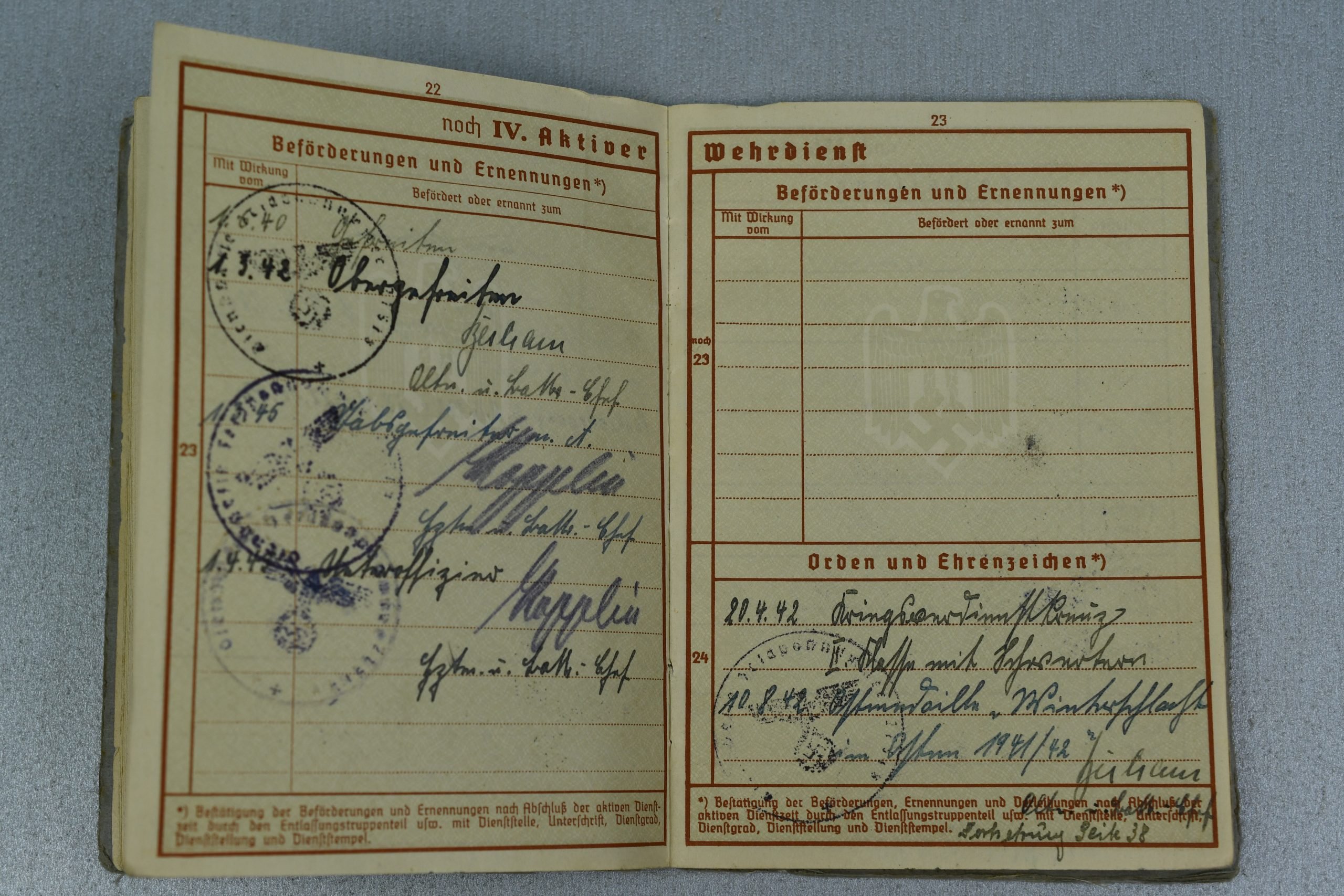 Army (Heer) Wehrpass Hans Flüring Artillerie-Regiment 292 — image 10