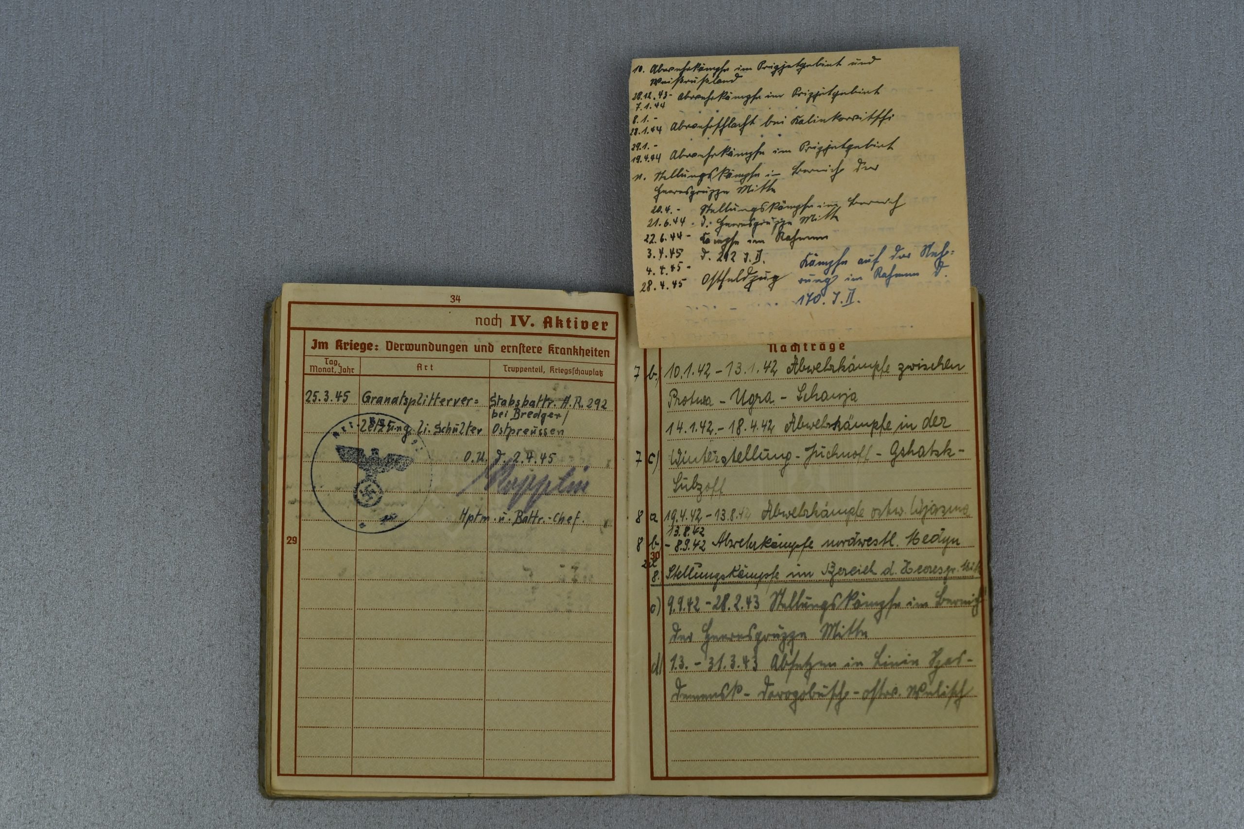 Army (Heer) Wehrpass Hans Flüring Artillerie-Regiment 292 — image 14