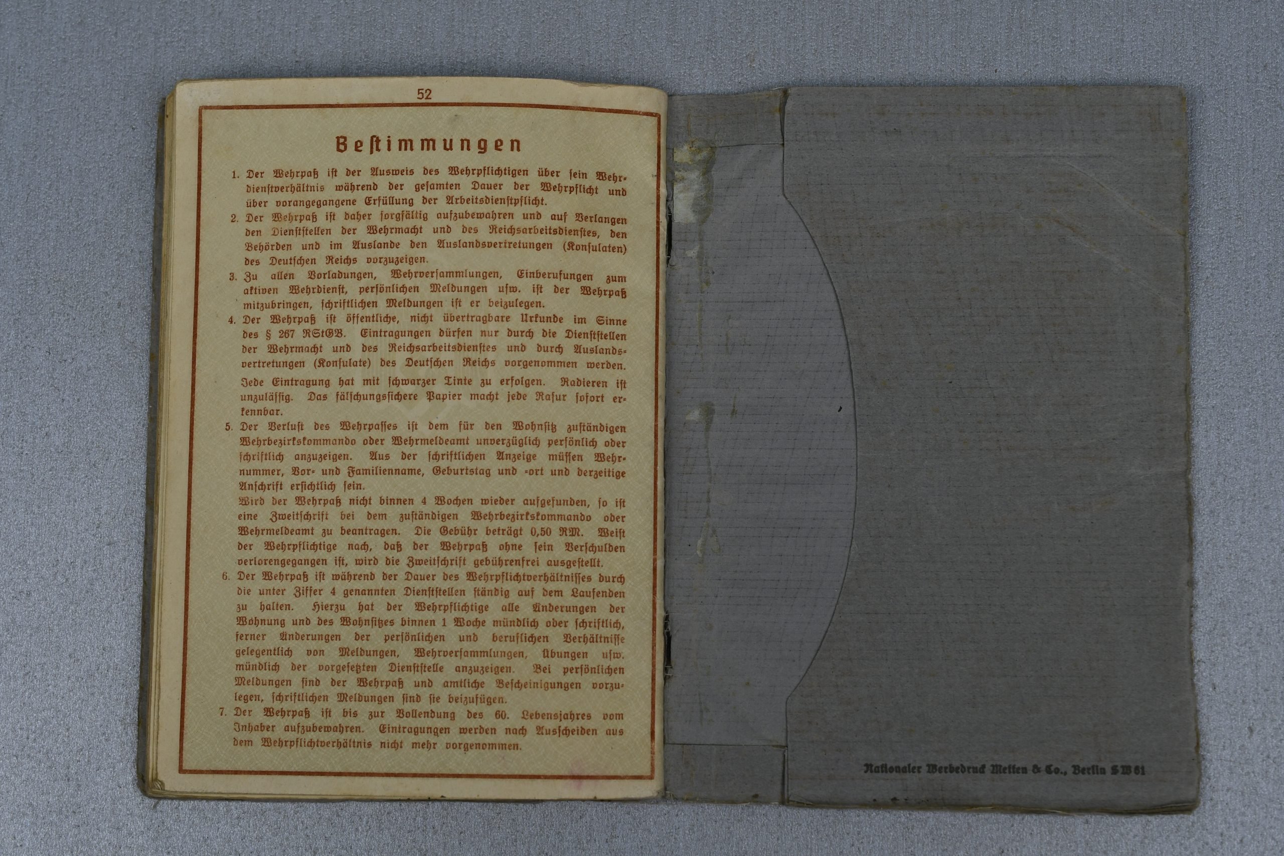 Army (Heer) Wehrpass Hans Flüring Artillerie-Regiment 292 — image 18