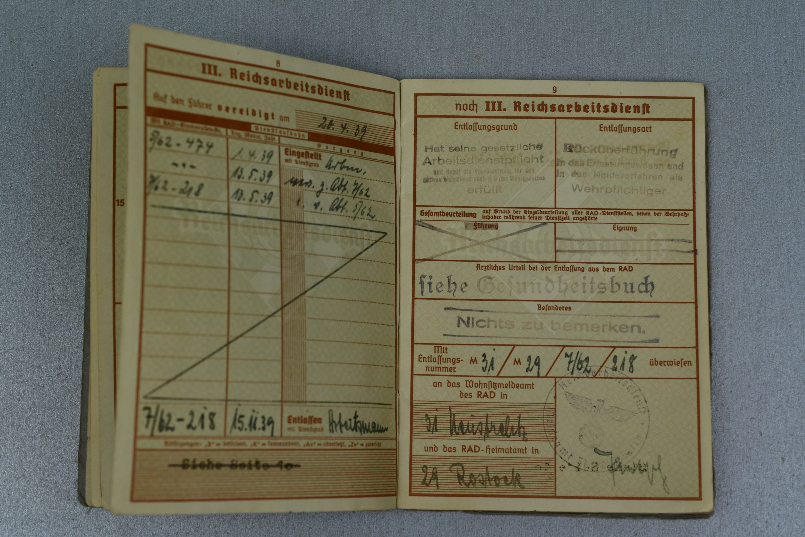 Army (Heer) Wehrpass Hans Flüring Artillerie-Regiment 292 — image 6