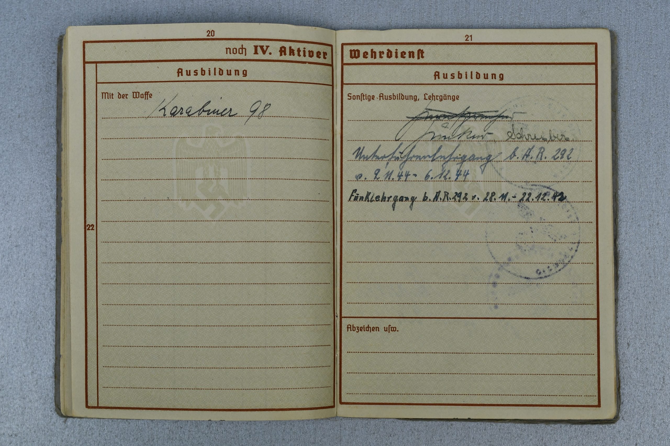 Army (Heer) Wehrpass Hans Flüring Artillerie-Regiment 292 — image 9