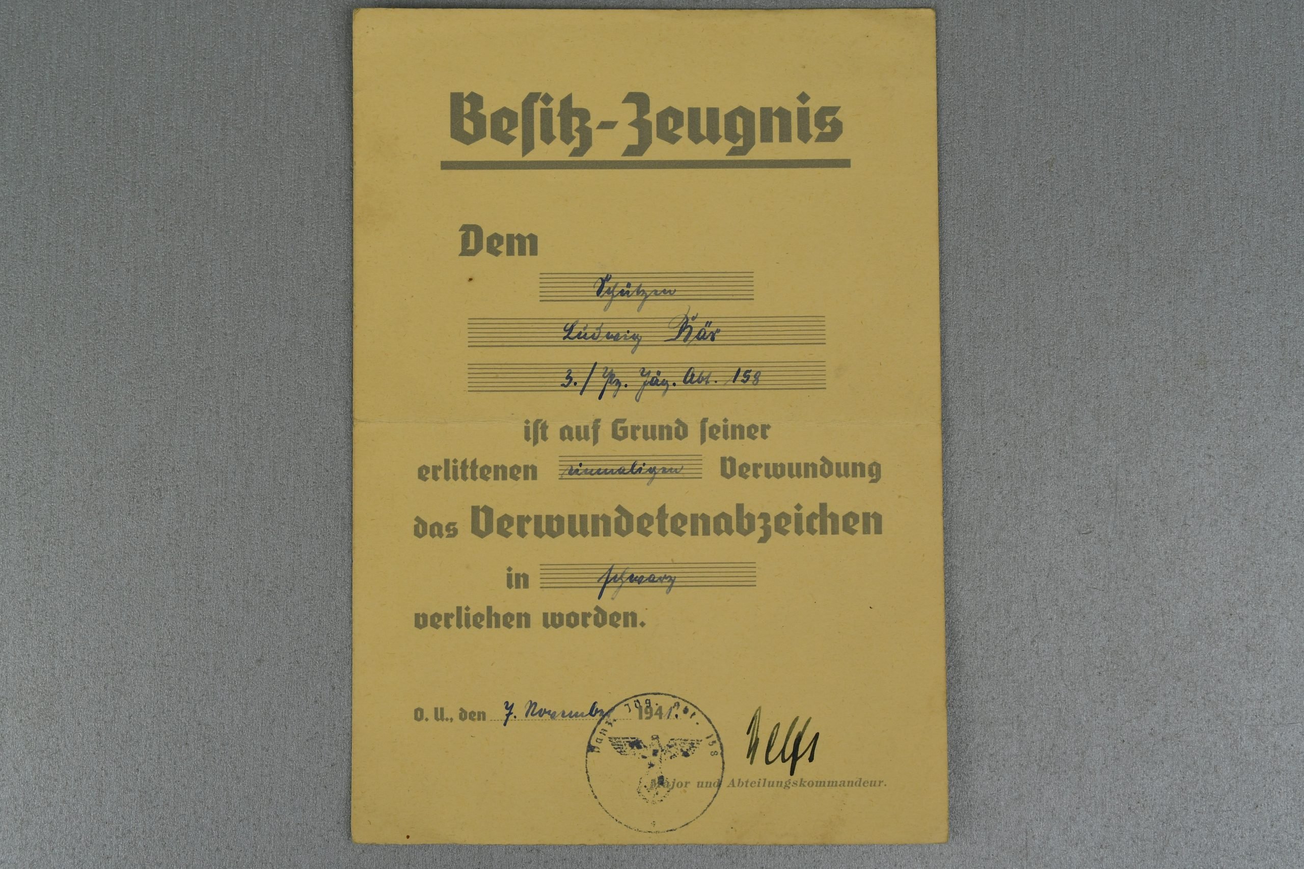 Medal and document grouping Ludwig Bär Panzerjäger-Abteilung 158 — image 7