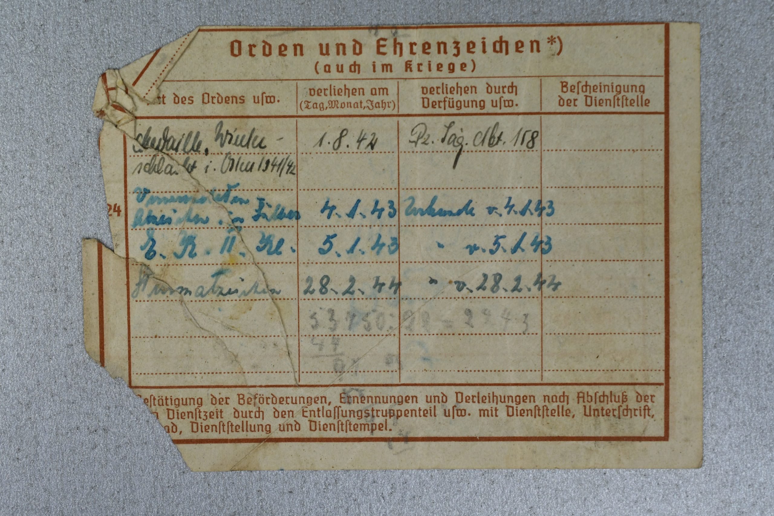 Medal and document grouping Ludwig Bär Panzerjäger-Abteilung 158 — image 83