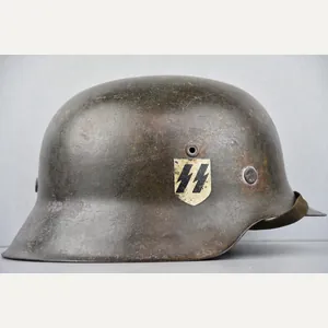 M42 Waffen-SS single decal steel helmet ex-whitewash named EF64