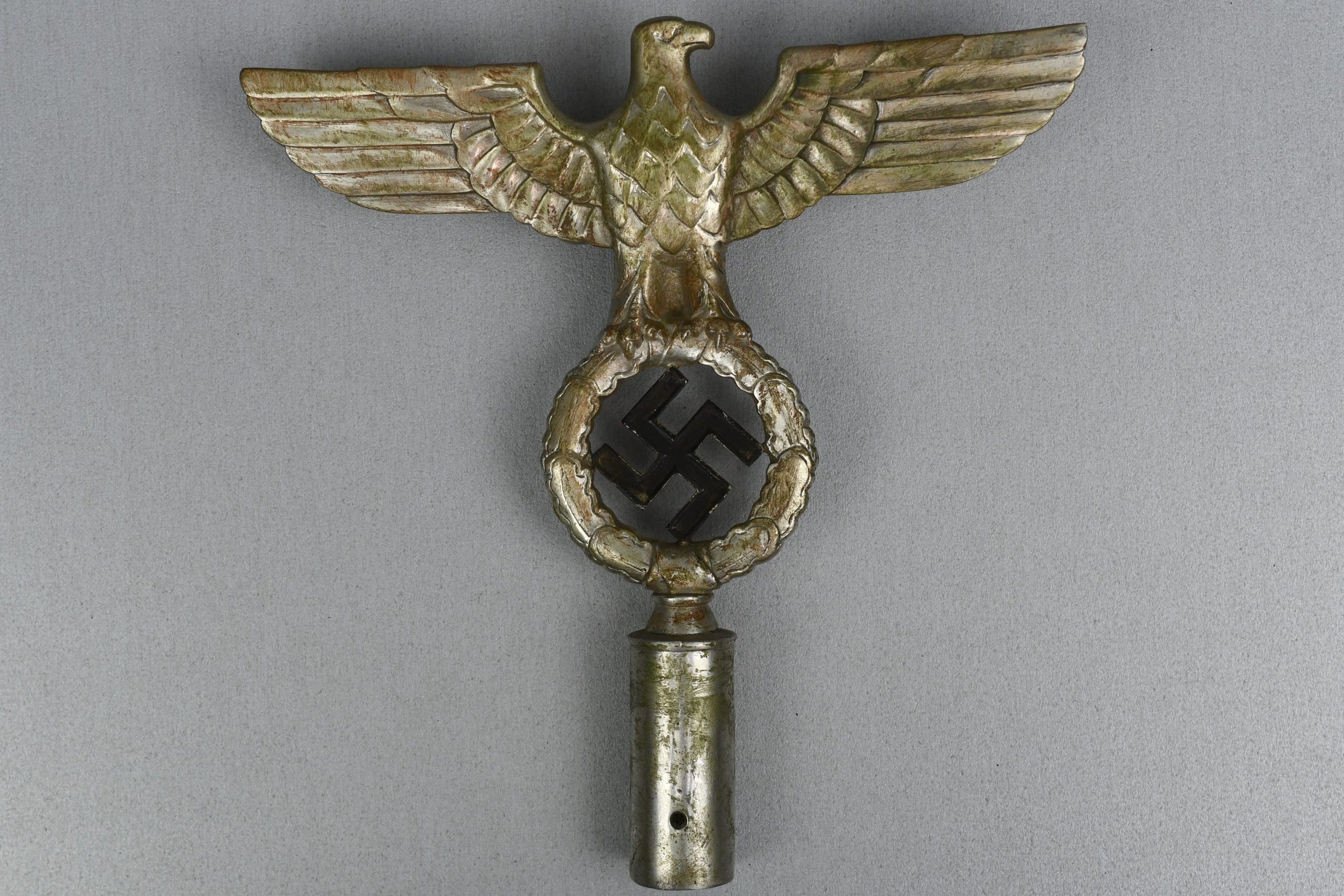 NSDAP nickel silver eagle with swastika flag pole topper — image 2
