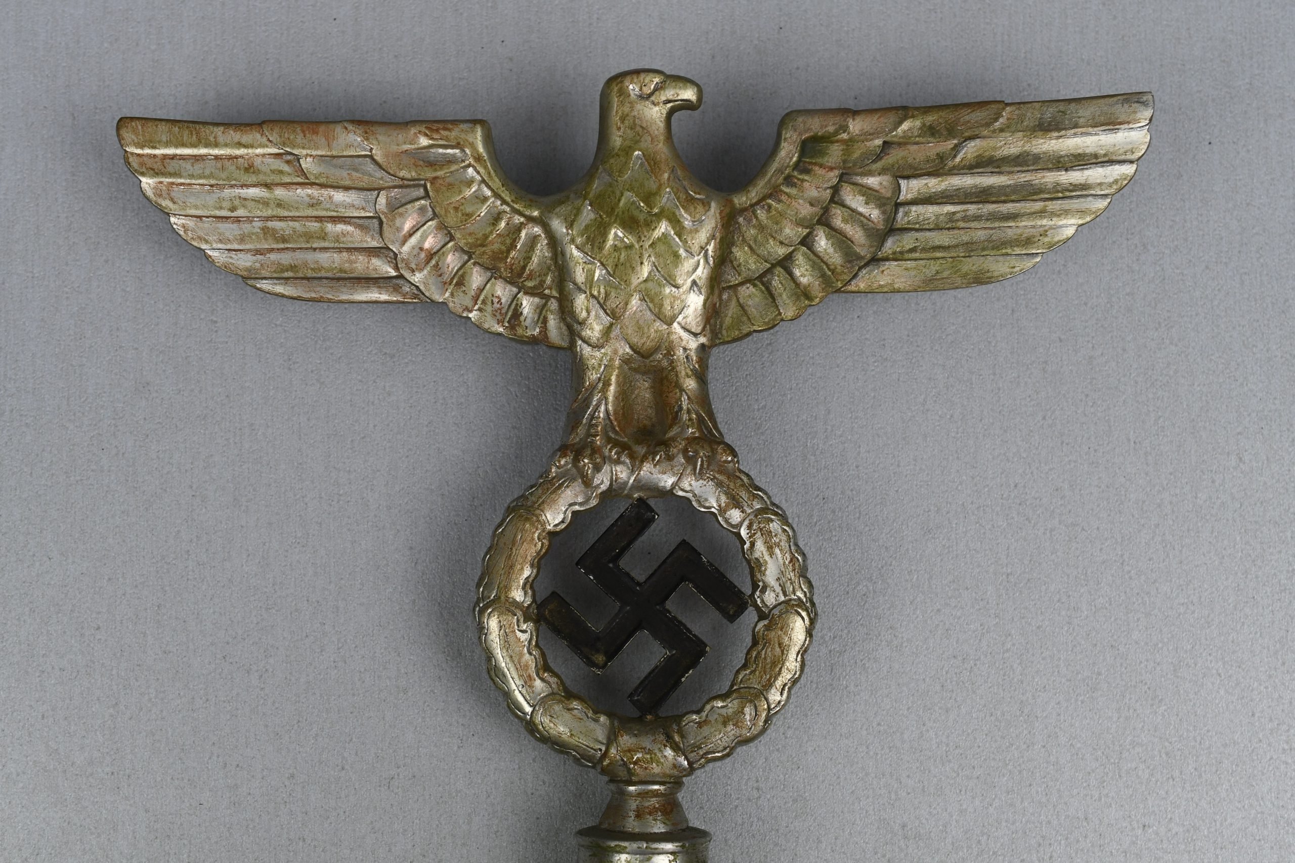 NSDAP nickel silver eagle with swastika flag pole topper — image 3