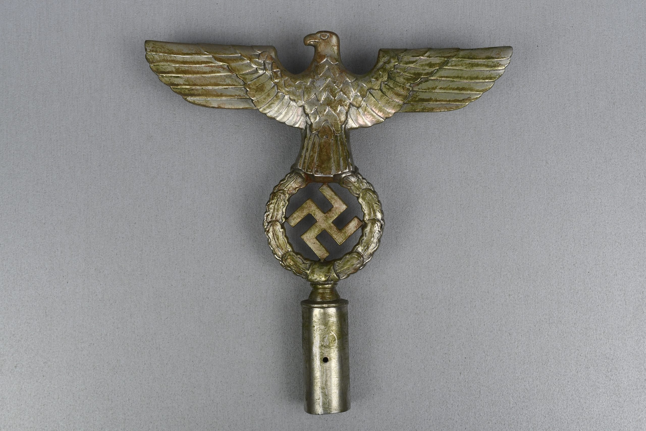 NSDAP nickel silver eagle with swastika flag pole topper — image 7