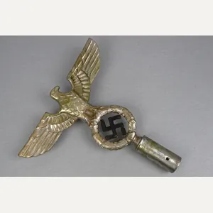 NSDAP nickel silver eagle with swastika flag pole topper