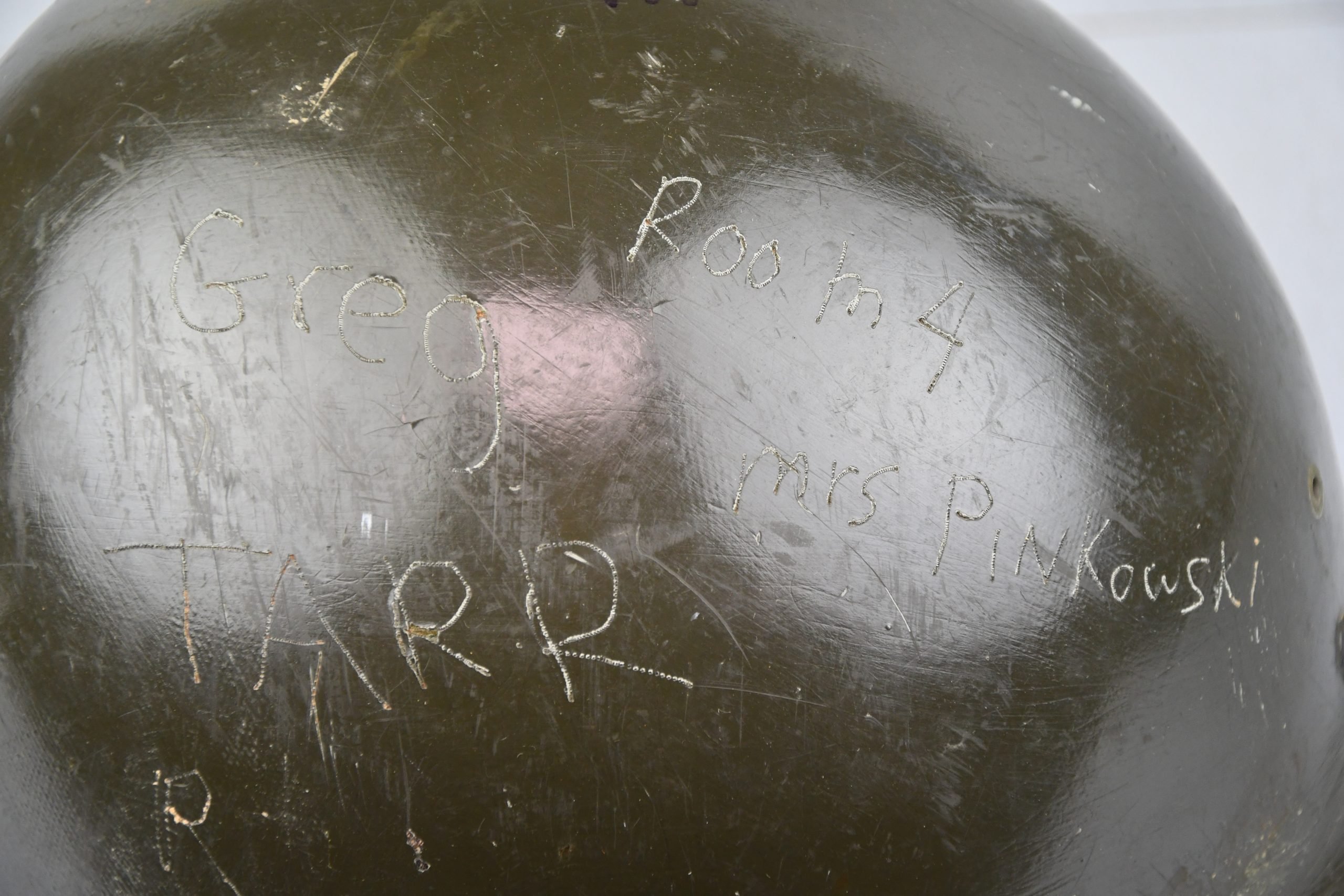 US M1 steel front seam fixed bail helmet with liner by Westinghouse — image 11