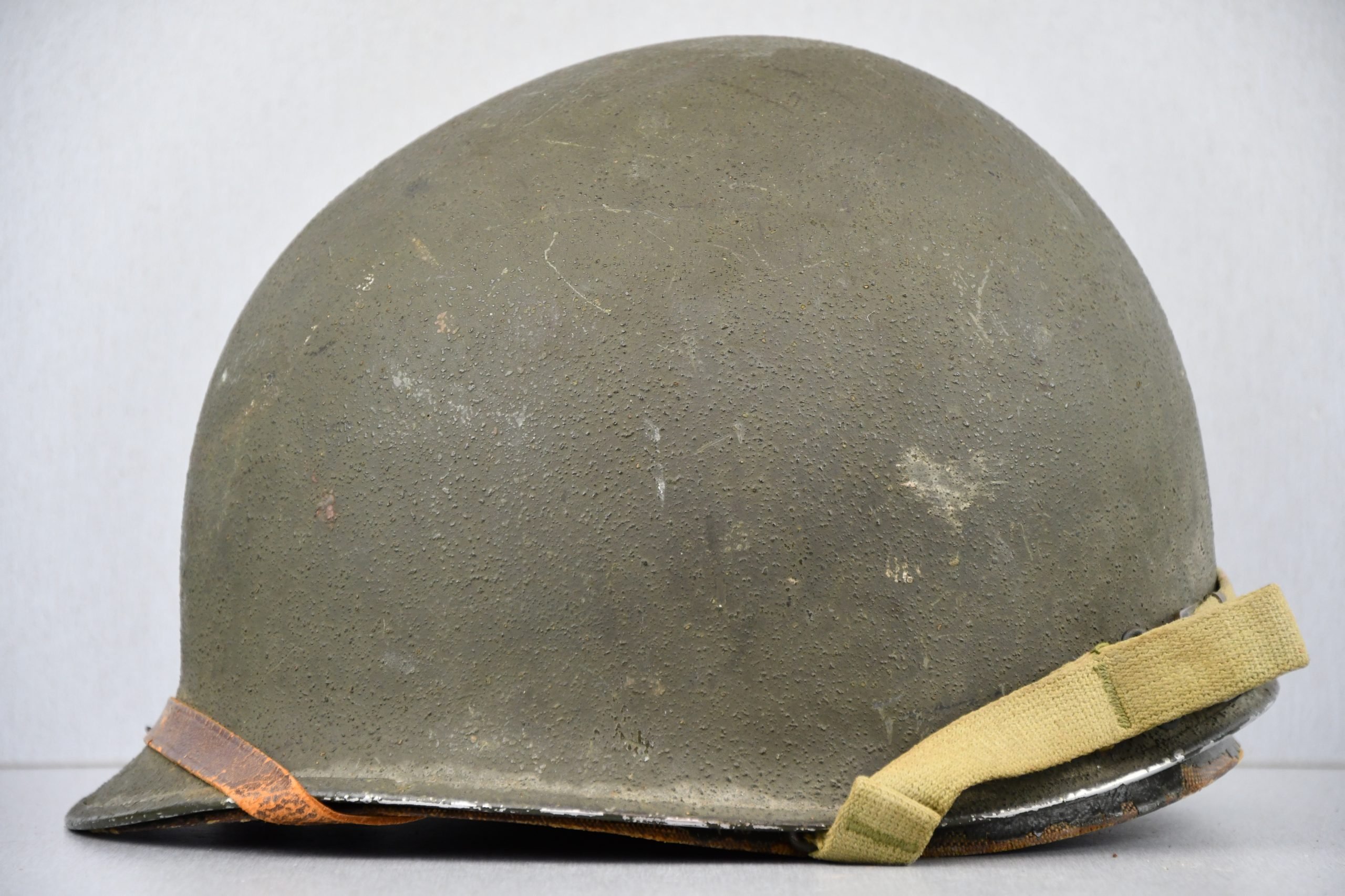 US M1 steel front seam fixed bail helmet with liner by Westinghouse — image 2