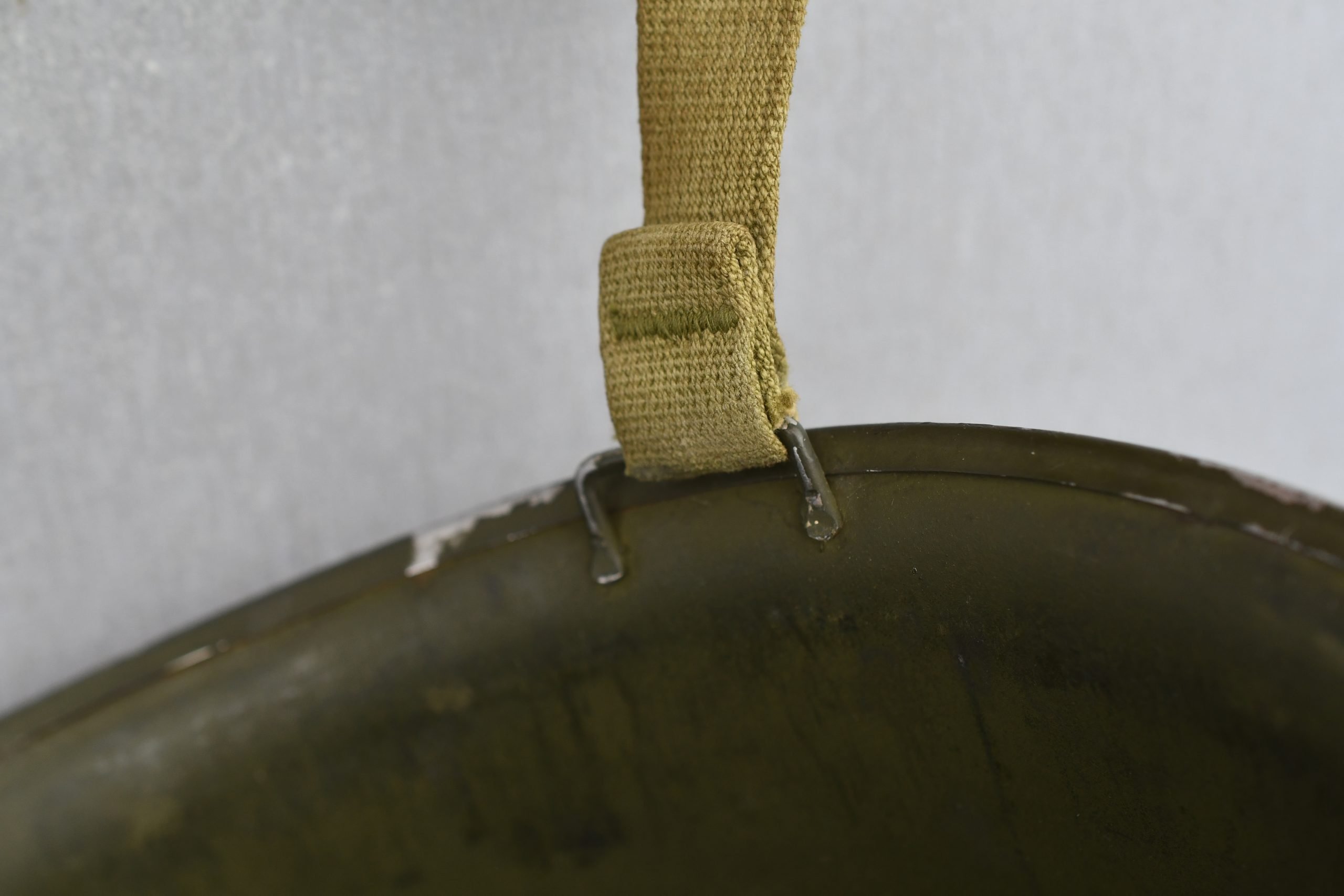 US M1 steel front seam fixed bail helmet with liner by Westinghouse — image 20