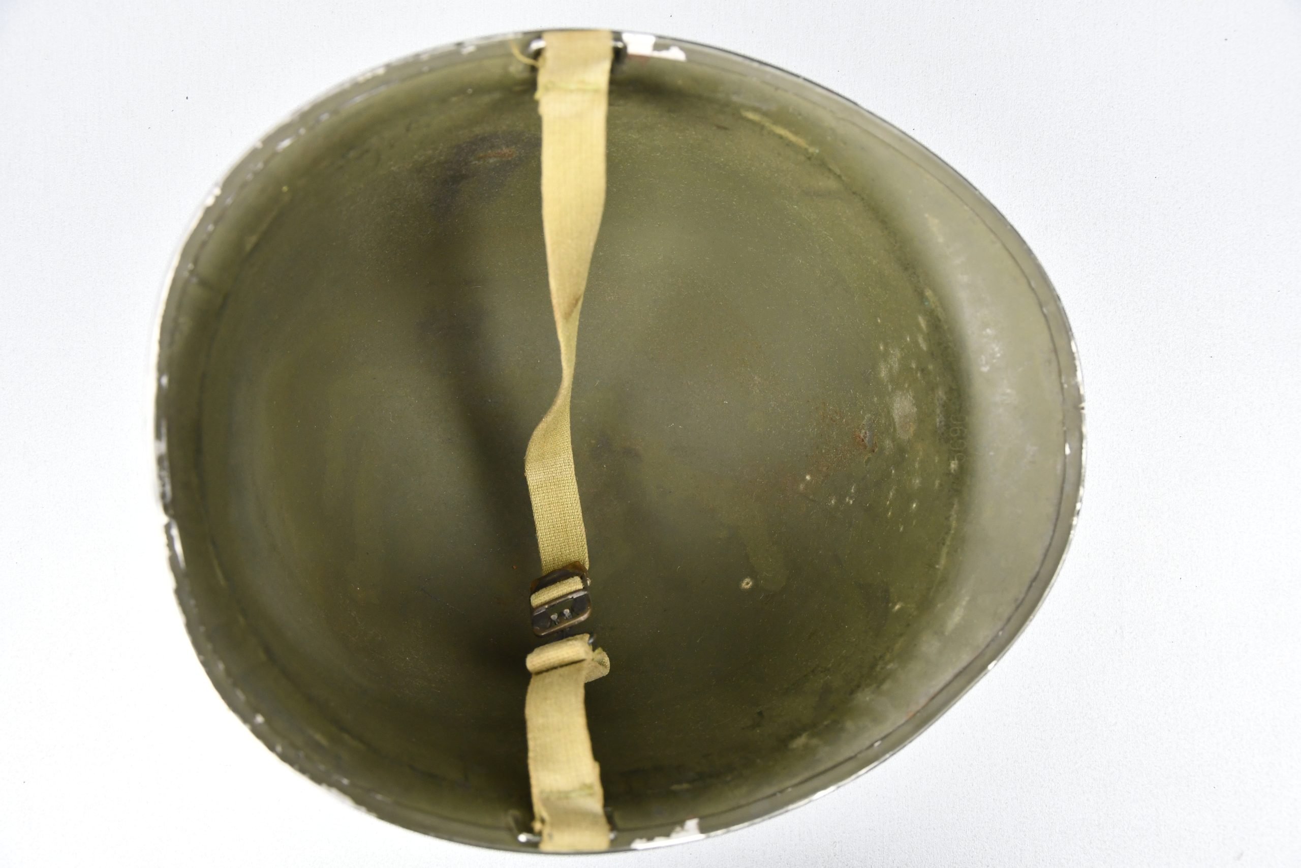 US M1 steel front seam fixed bail helmet with liner by Westinghouse — image 22