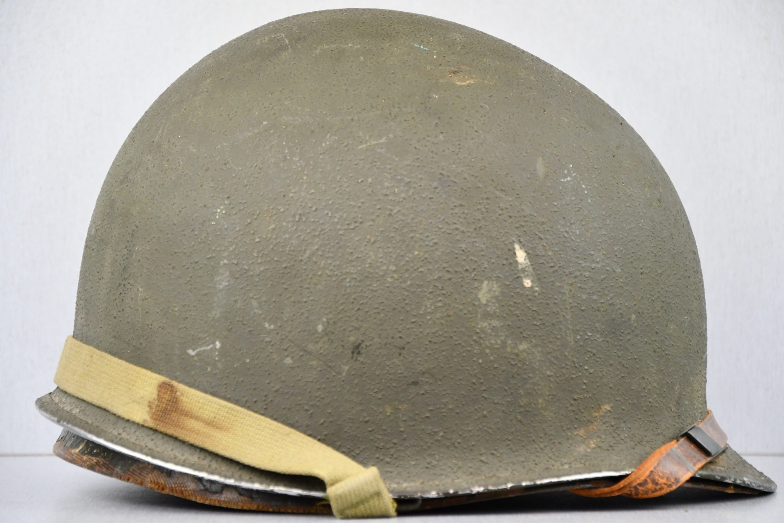 US M1 steel front seam fixed bail helmet with liner by Westinghouse — image 4