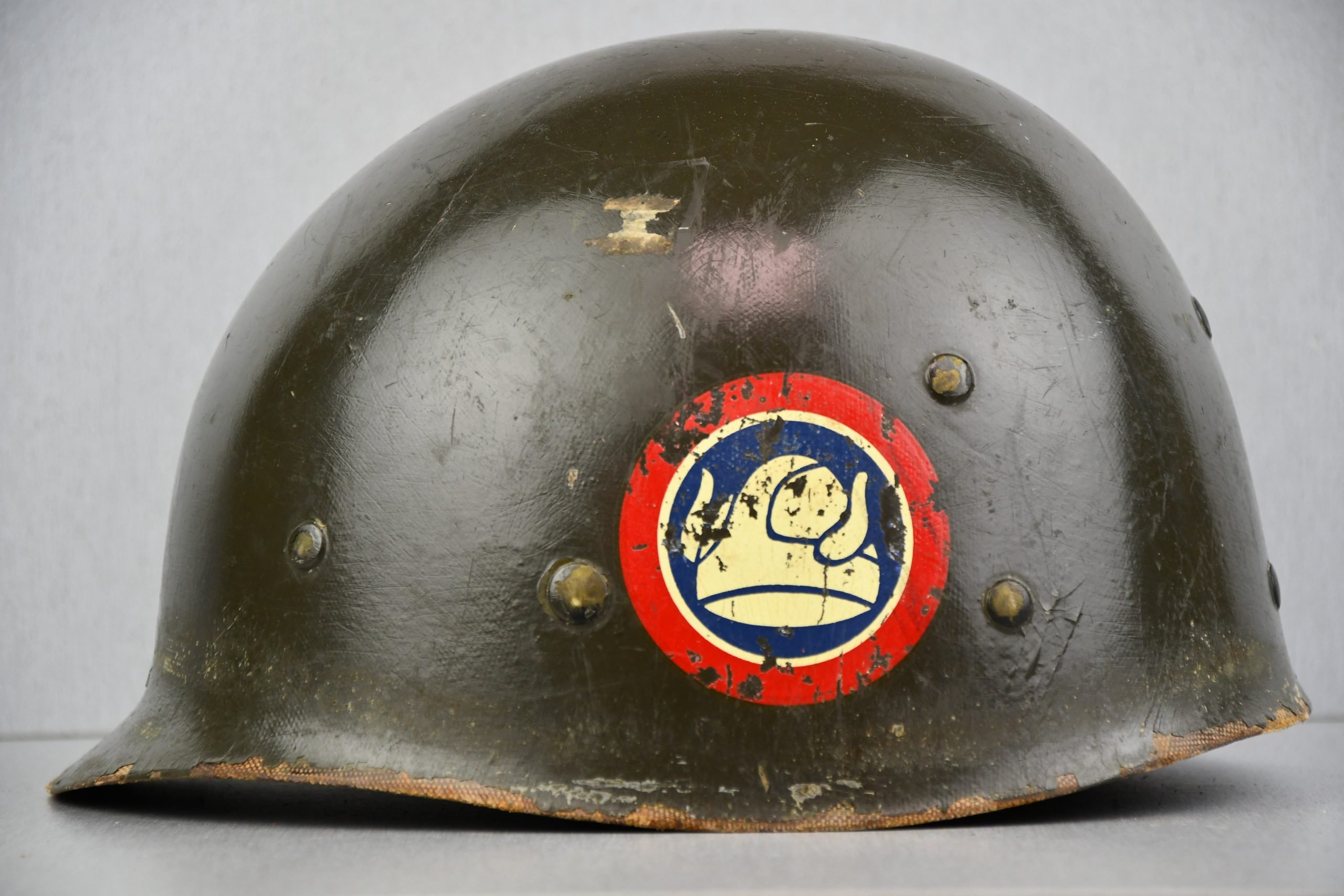 US M1 steel front seam fixed bail helmet with liner by Westinghouse — image 7