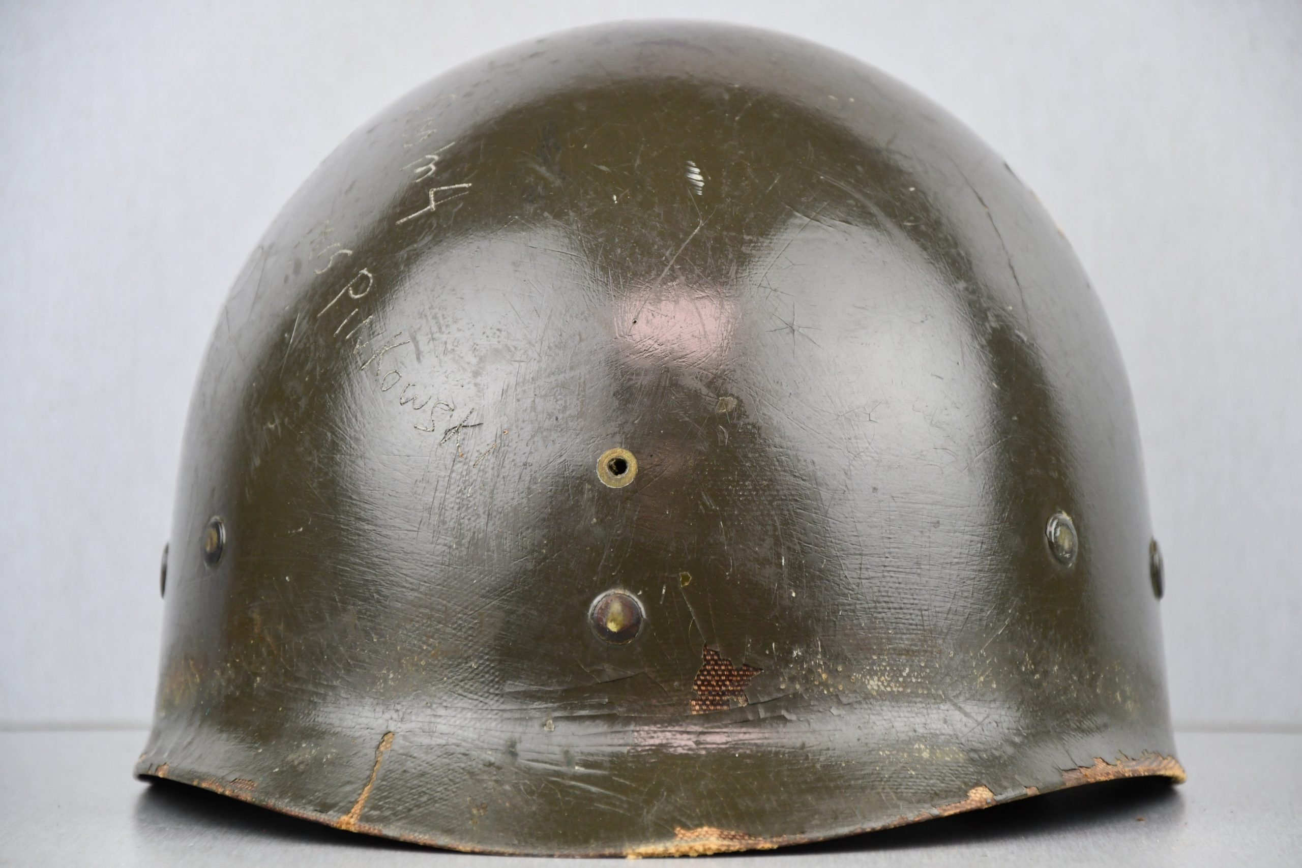 US M1 steel front seam fixed bail helmet with liner by Westinghouse — image 8