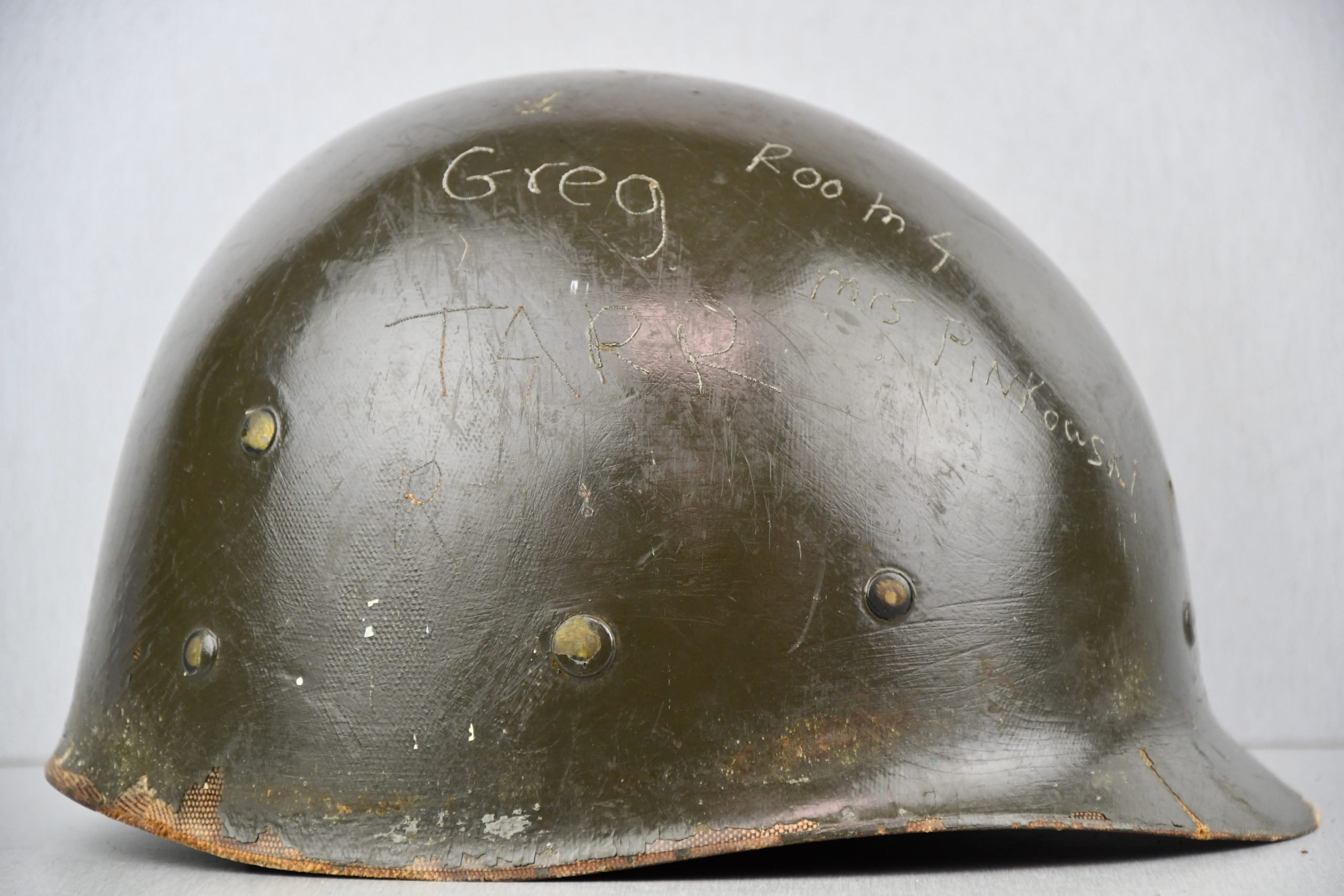 US M1 steel front seam fixed bail helmet with liner by Westinghouse — image 9
