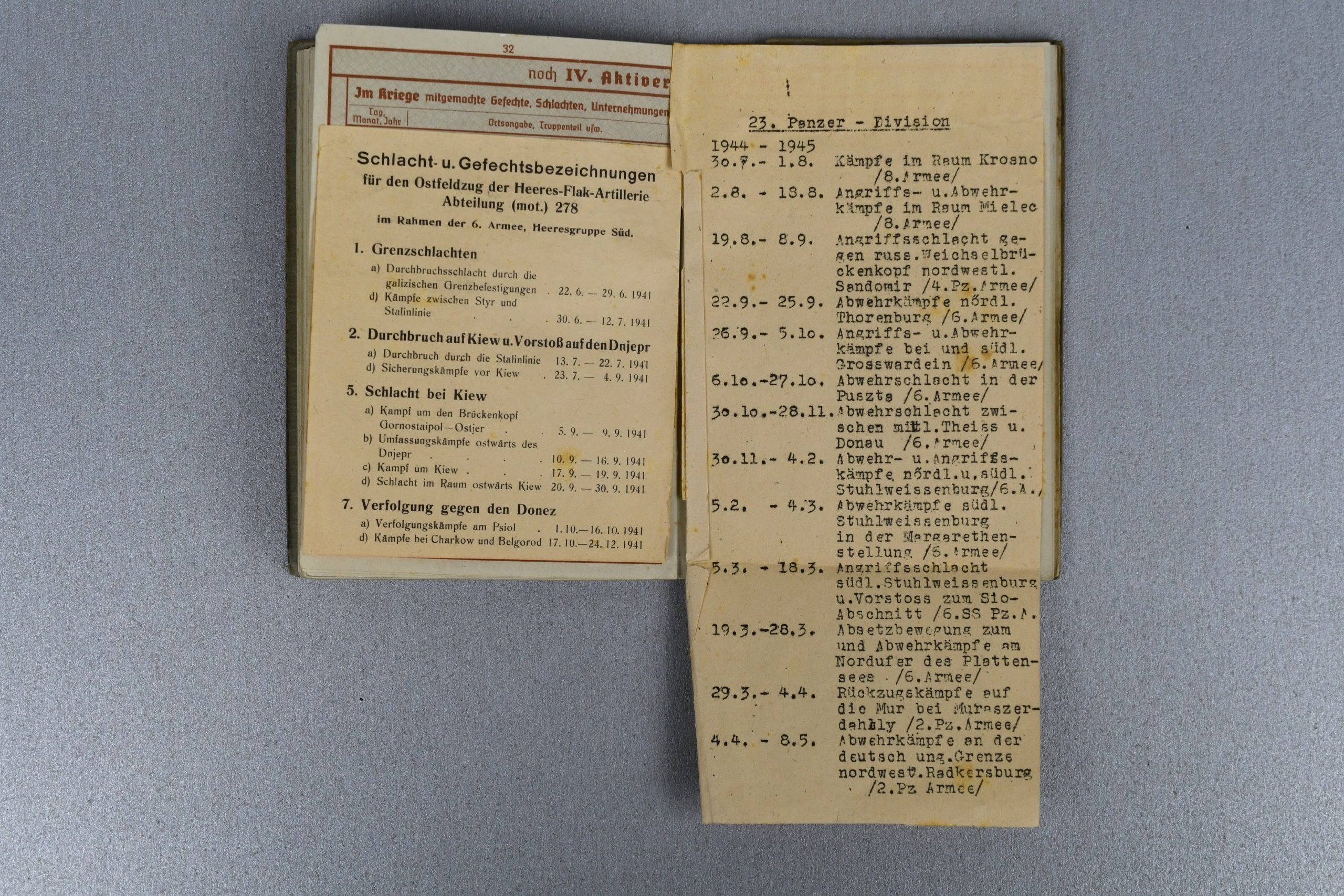 Army (Heer) Werhpass 23. Panzer Division 'Heeres Flak Abteilung 278 (mot.) with many awards and entries — image 10