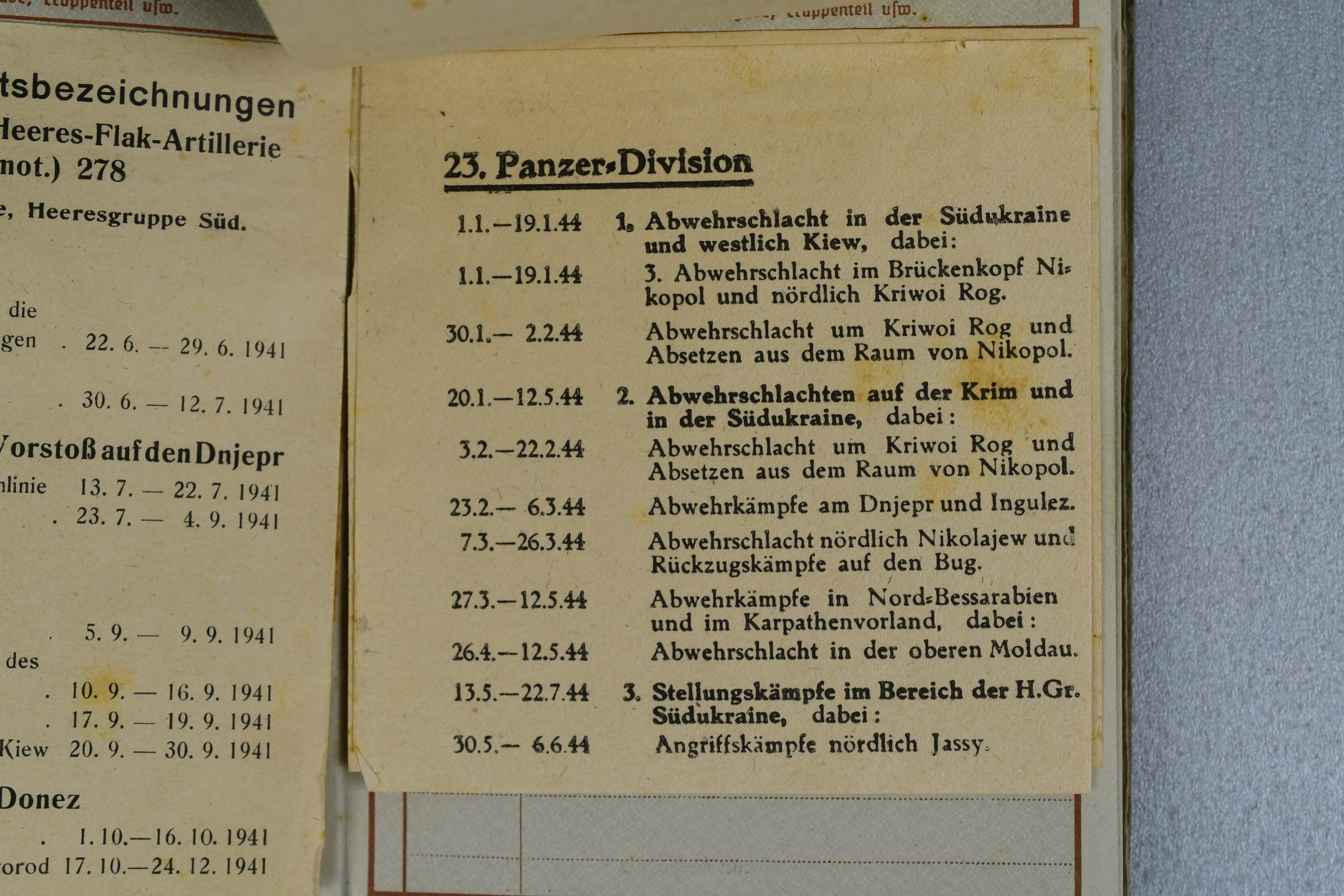 Army (Heer) Werhpass 23. Panzer Division 'Heeres Flak Abteilung 278 (mot.) with many awards and entries — image 12