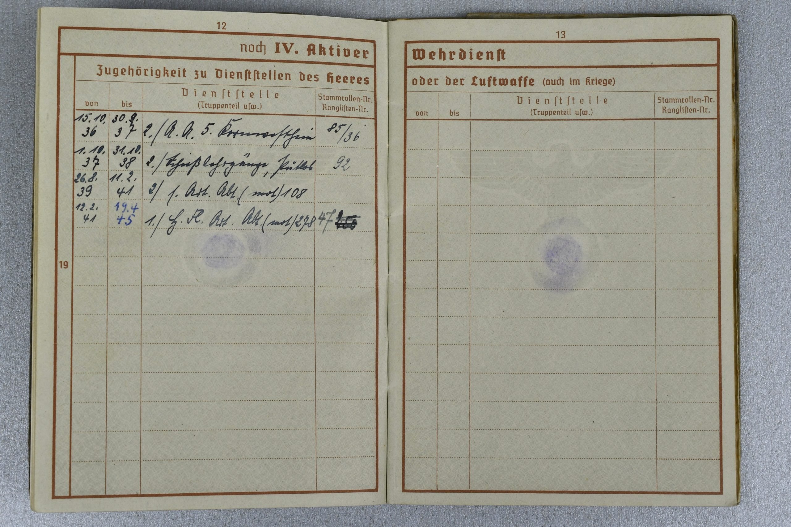 Army (Heer) Werhpass 23. Panzer Division 'Heeres Flak Abteilung 278 (mot.) with many awards and entries — image 6