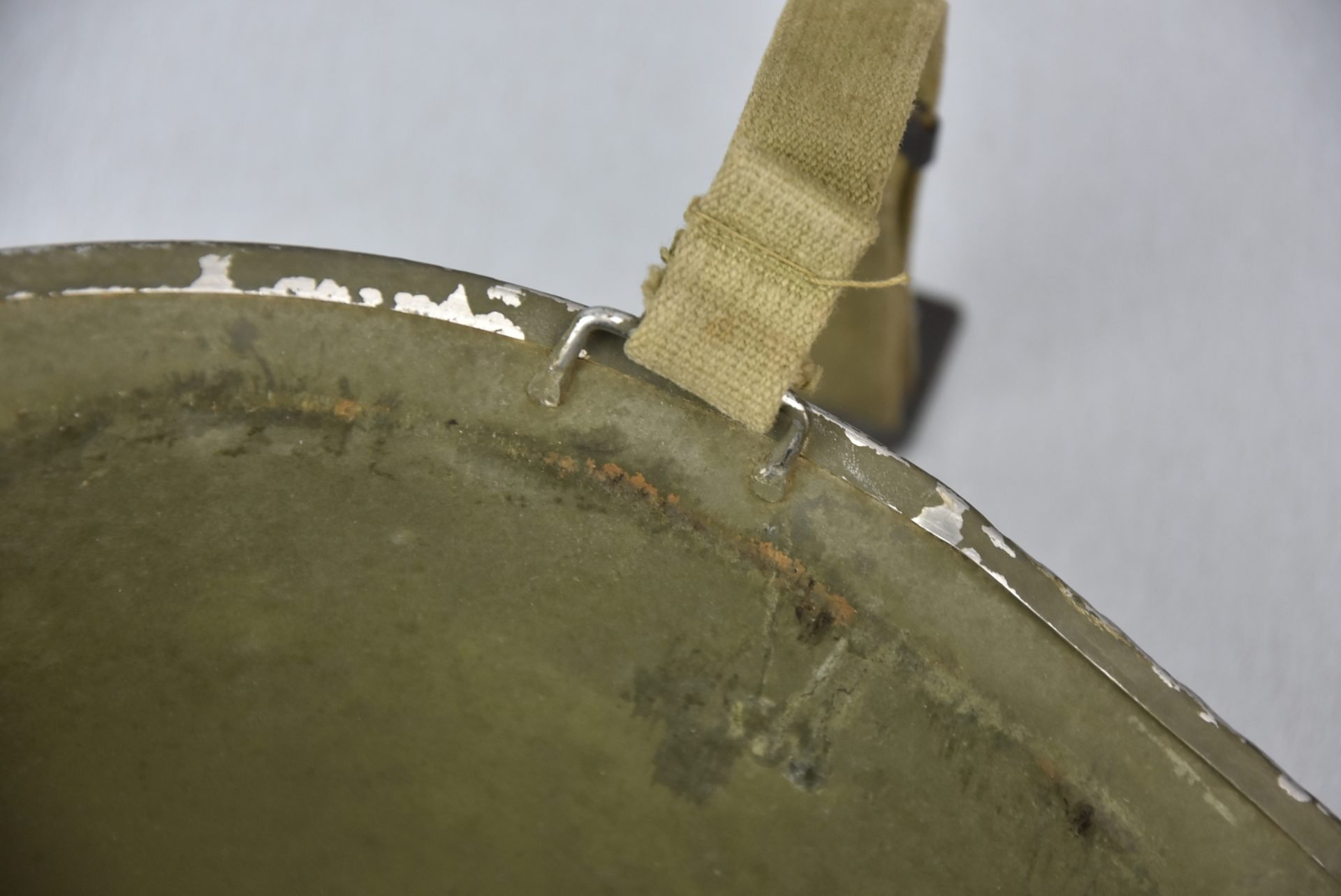 US WW2 M1 front seam fixed bale steel helmet with liner by Westinghouse — image 15