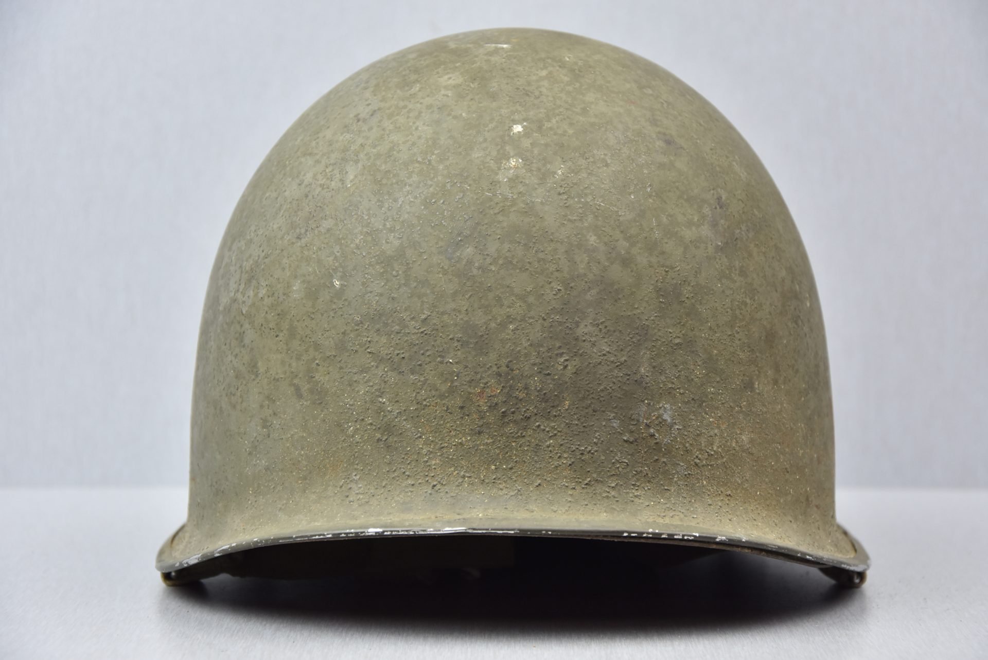 US WW2 M1 front seam fixed bale steel helmet with liner by Westinghouse — image 4