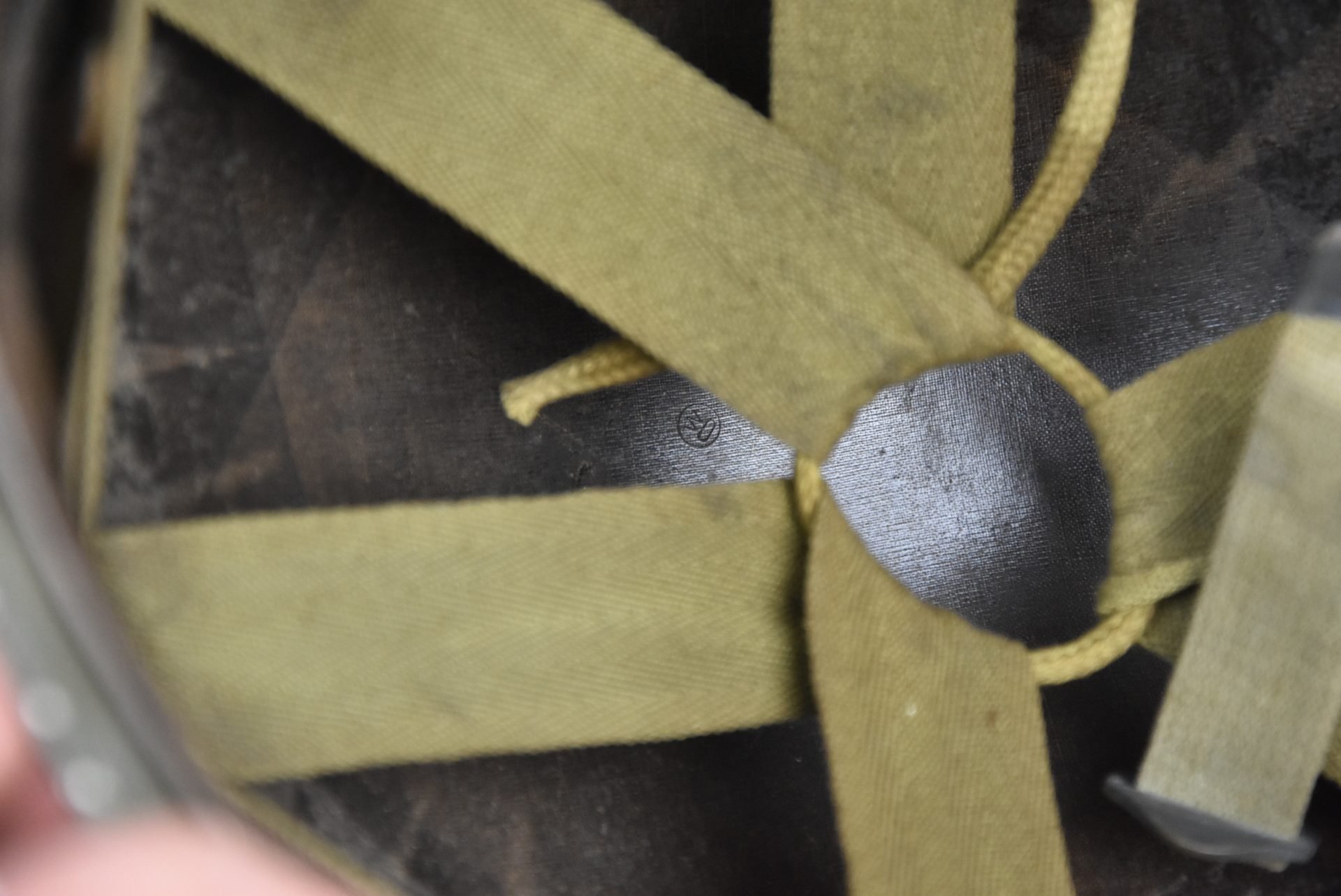 US WW2 M1 front seam fixed bale steel helmet with liner by Westinghouse — image 9