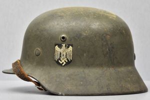 M35 army (Heer) ex-double decal 'overpaint' steel helmet Q60 1937