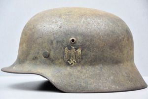 M35 army (Heer) ex-double decal 'overpaint' steel helmet EF66