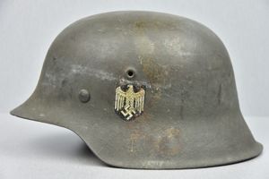 M42 Army (Heer) single decal steel helmet ET64 with production flaw