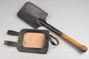 MINT Wehrmacht shovel with leather carrier dated 1938