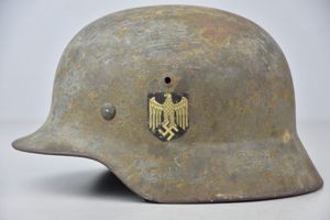 M35 army (Heer) ex-double decal 'overpaint' steel helmet ET62 1938
