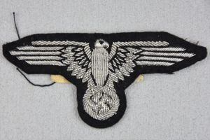 Waffen-SS silver bullion officer eagle with RZM label