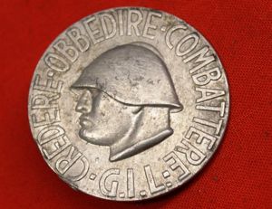 WW2 Original Italian Fascist GIL Youth Badge